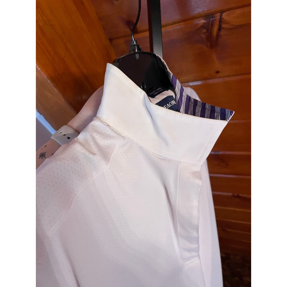Essex Beacon Hill Equestrian Show Shirt Sun Shirt Purple Stripe Collar/Sleeve - Picture 7 of 7